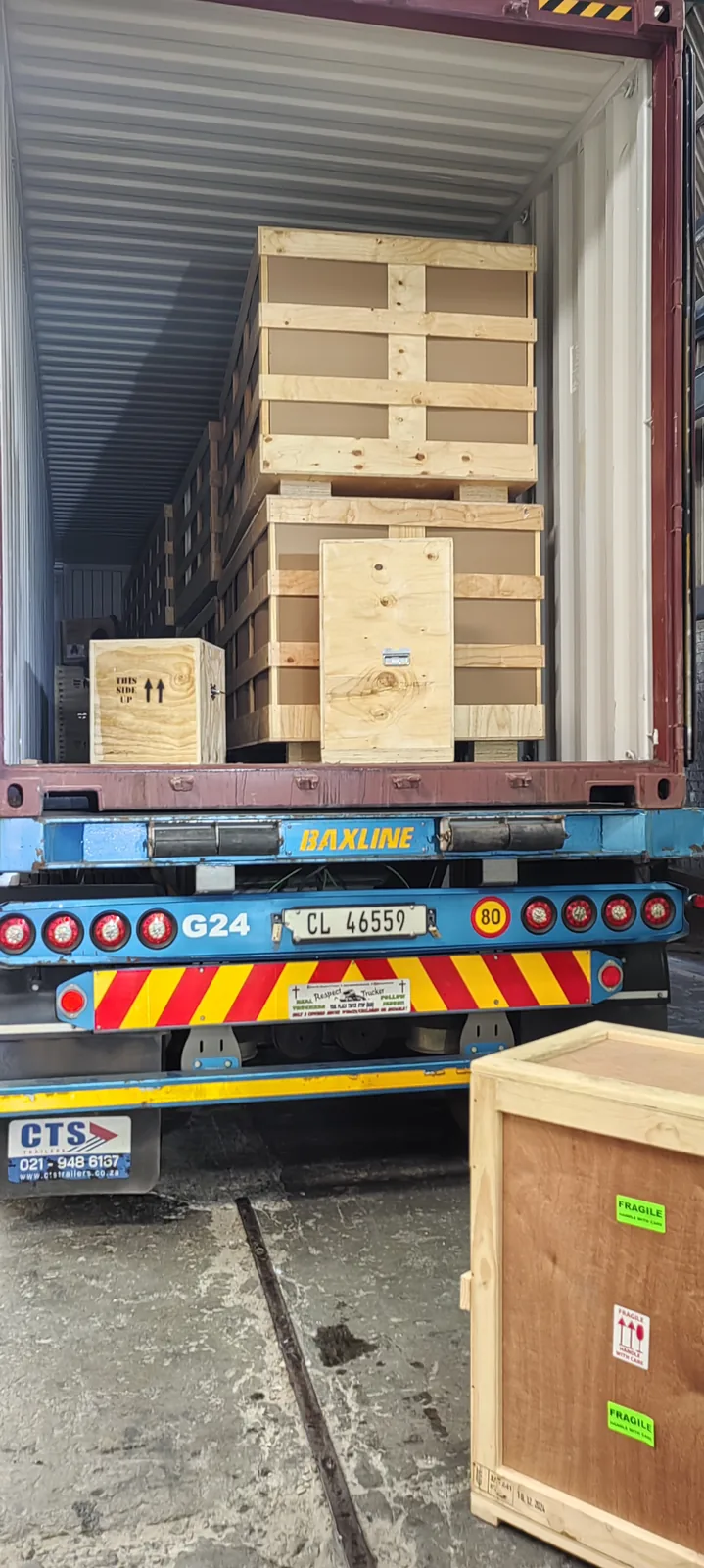 JLog furniture export crates loaded into a shipping container in Cape Town for sea freight